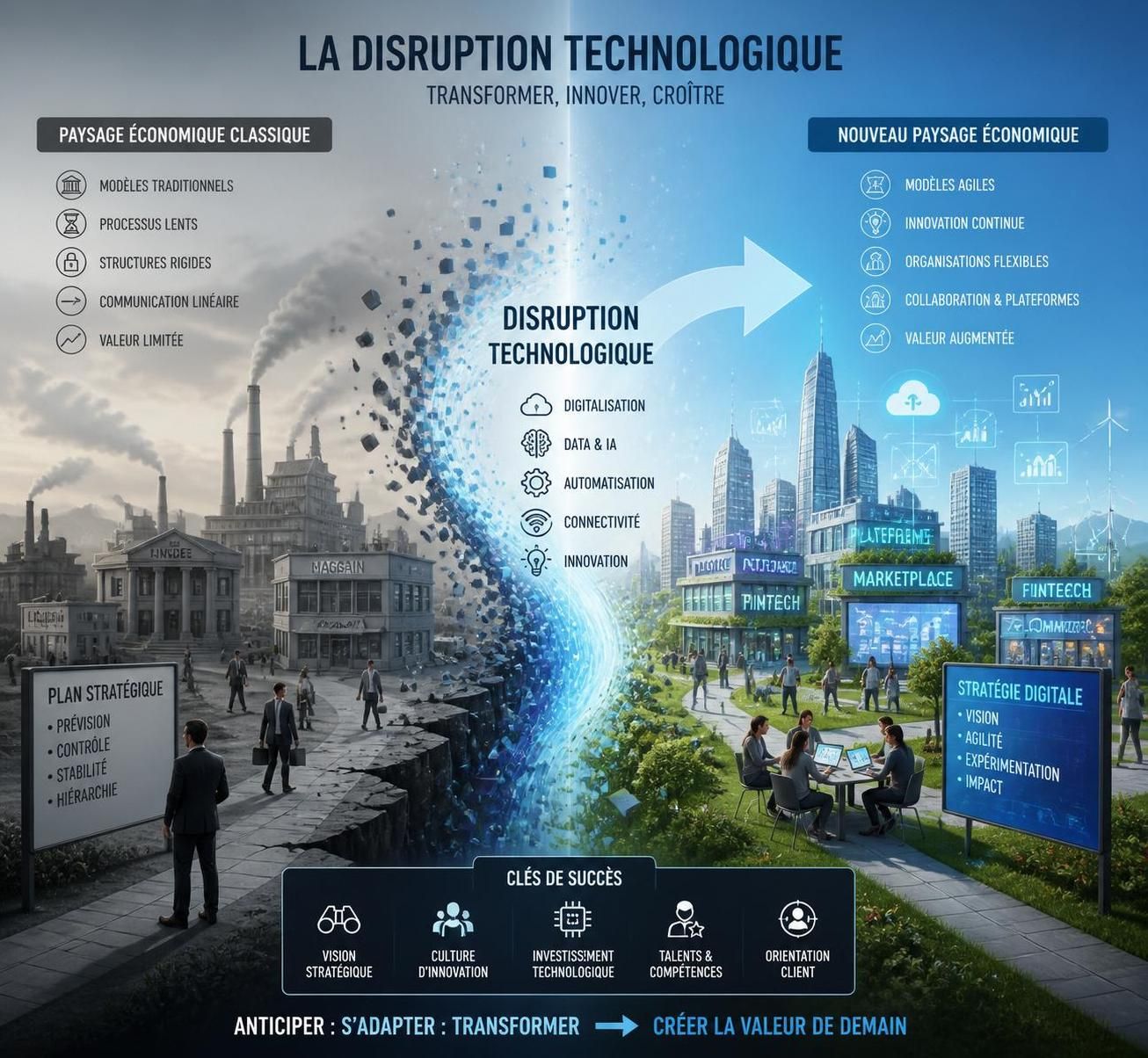 découvrez comment la disruption, grâce à l'innovation, transforme et révolutionne les modèles économiques traditionnels pour créer de nouvelles opportunités.